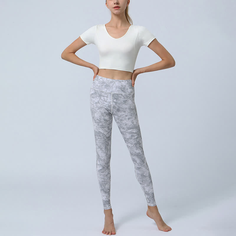 Buddha Stones flores hojas impresión deportes fitness yoga cintura alta polainas pantalones de yoga para mujer - image 14