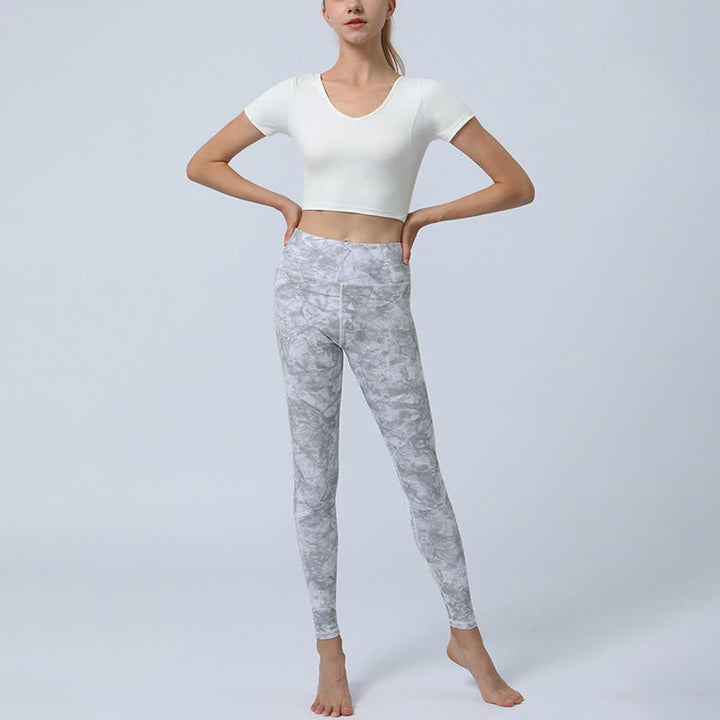 Buddha Stones flores hojas impresión deportes fitness yoga cintura alta polainas pantalones de yoga para mujer - image 14