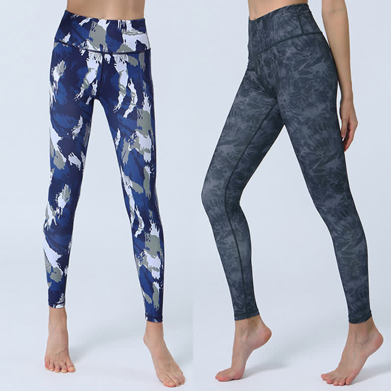Buddha Stones flores hojas impresión deportes fitness yoga cintura alta polainas pantalones de yoga para mujer - image 0