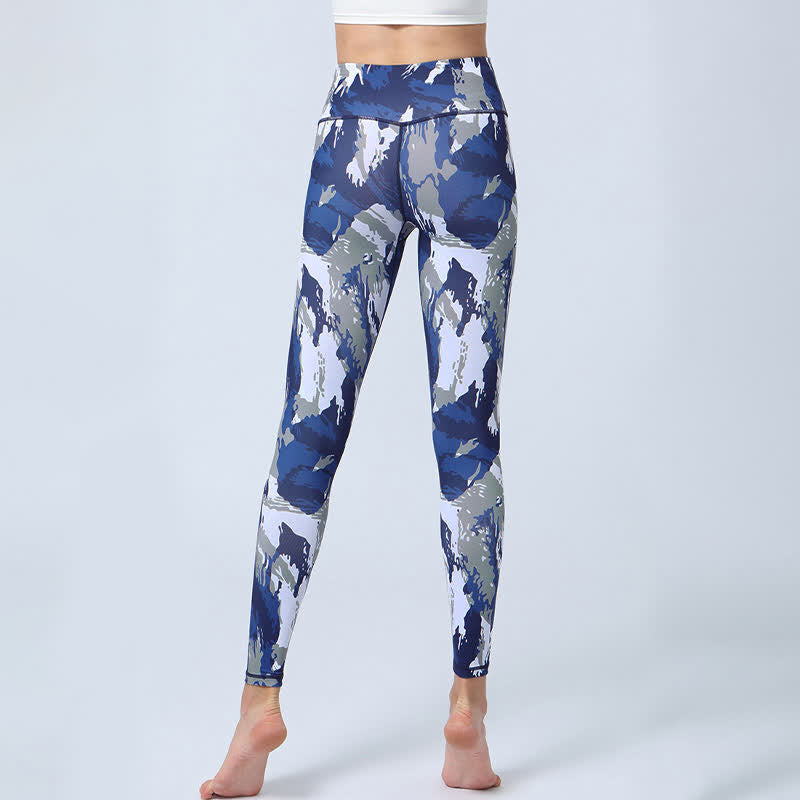 Buddha Stones flores hojas impresión deportes fitness yoga cintura alta polainas pantalones de yoga para mujer - image 3