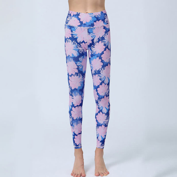 Buddha Stones flores hojas impresión deportes fitness yoga cintura alta polainas pantalones de yoga para mujer - image 9