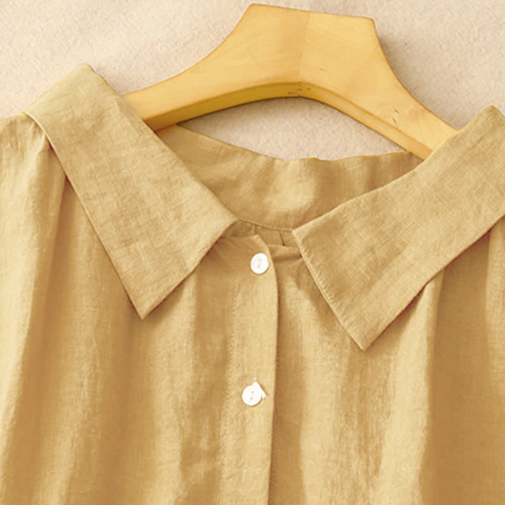 Vestido midi de algodón sin mangas con cuello de solapa y cordones, estampado Buddha Stones Summer. - image 2