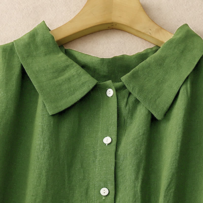 Vestido midi de algodón sin mangas con cuello de solapa y cordones, estampado Buddha Stones Summer. - image 9