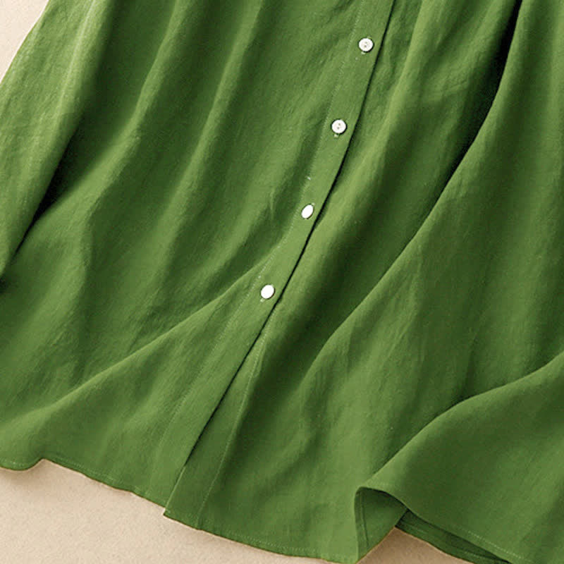 Vestido midi de algodón sin mangas con cuello de solapa y cordones, estampado Buddha Stones Summer. - image 12