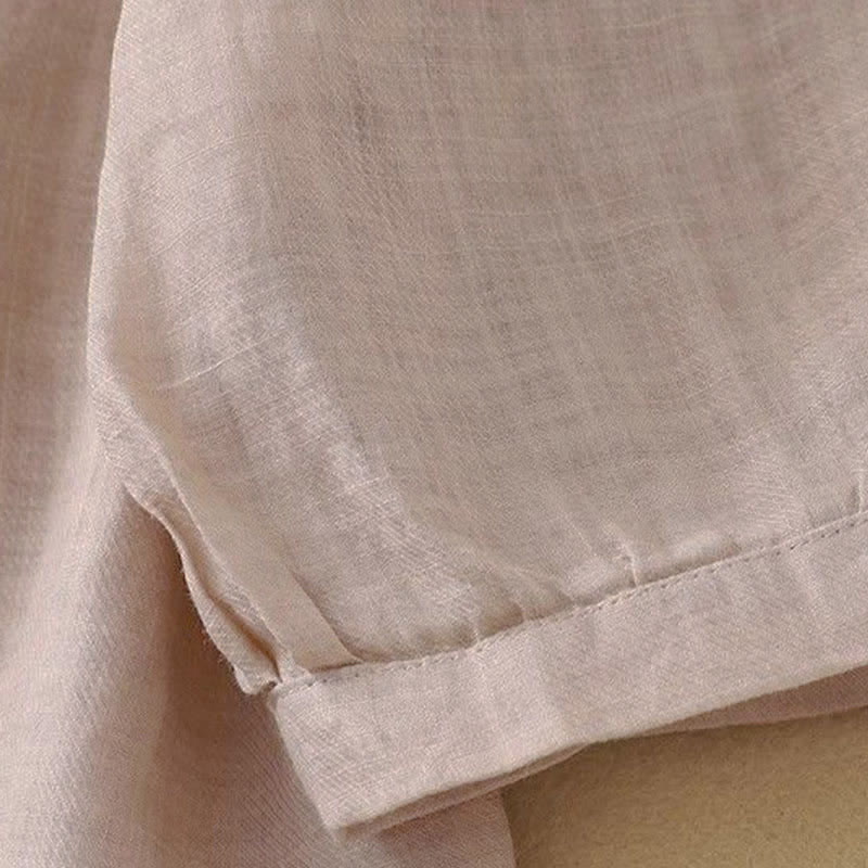 Buddha Stones Camisa de mujer con cuello redondo, botones y manga tres cuartos - image 17