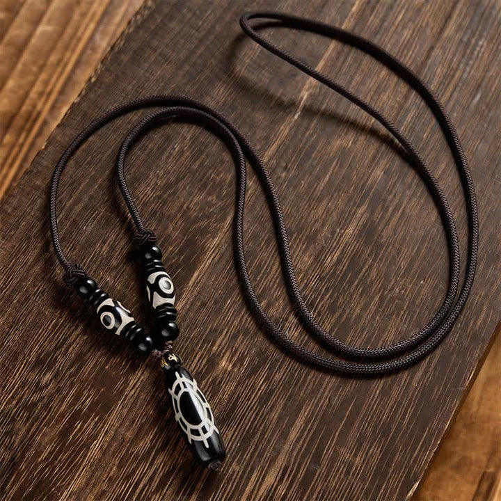 Buddha Stones Collar con colgante de hilo de protección y bendiciones con diseño de caparazón de tortuga y ónix negro tibetano - image 2