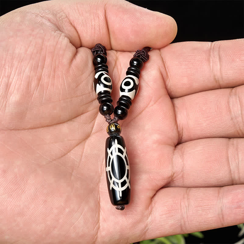 Buddha Stones Collar con colgante de hilo de protección y bendiciones con diseño de caparazón de tortuga y ónix negro tibetano - image 3