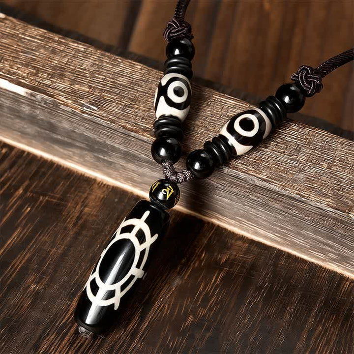 Buddha Stones Collar con colgante de hilo de protección y bendiciones con diseño de caparazón de tortuga y ónix negro tibetano - image 1