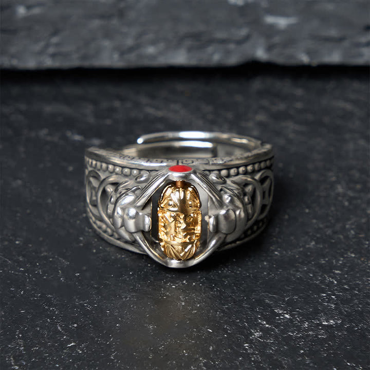 Buddha Stones Anillo giratorio ajustable con forma de moneda china Pi Xiu de cobre. - US6(16-19 mm) - image 1