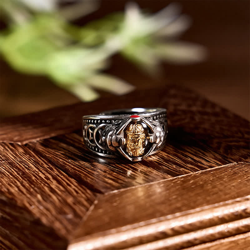 Buddha Stones Anillo giratorio ajustable con forma de moneda china Pi Xiu de cobre. - image 9