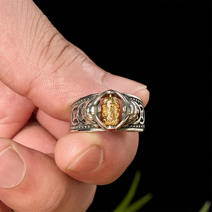 Buddha Stones Anillo giratorio ajustable con forma de moneda china Pi Xiu de cobre. - image 11