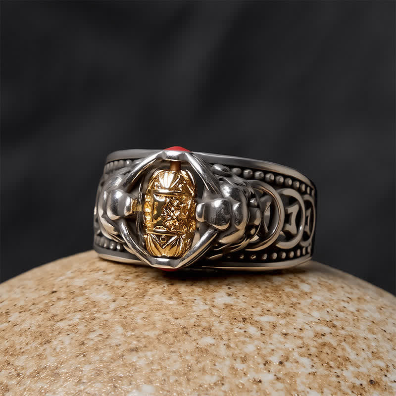 Buddha Stones Anillo giratorio ajustable con forma de moneda china Pi Xiu de cobre. - image 3