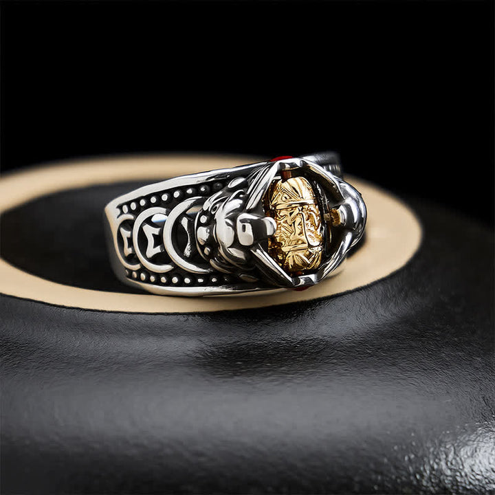 Buddha Stones Anillo giratorio ajustable con forma de moneda china Pi Xiu de cobre. - image 2