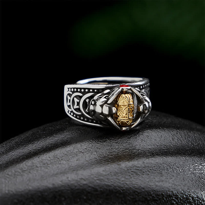 Buddha Stones Anillo giratorio ajustable con forma de moneda china Pi Xiu de cobre. - image 10