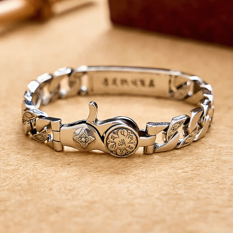 Buddha Stones Pulsera de cobre vintage Taotie Om Mani Padme Hum con relieve tallado. - image 2