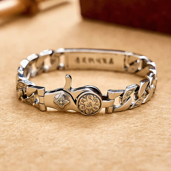 Buddha Stones Pulsera de cobre vintage Taotie Om Mani Padme Hum con relieve tallado. - image 2