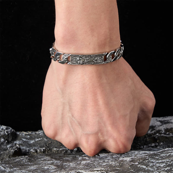 Buddha Stones Pulsera de cobre vintage Taotie Om Mani Padme Hum con relieve tallado. - image 5