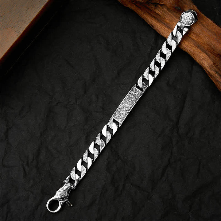 Buddha Stones Pulsera de cobre vintage Taotie Om Mani Padme Hum con relieve tallado. - image 3