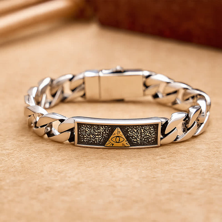 Buddha Stones Pulsera de cadena grabada con el Ojo de Horus de cobre de inspiración egipcia - 7,9–8,3 pulgadas (20–21 cm) - image 0