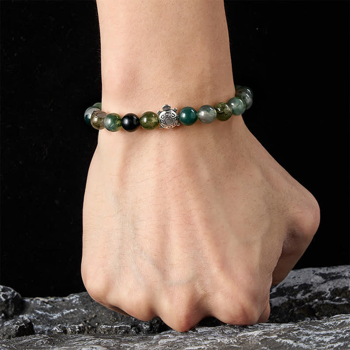 Buddha Stones Pulsera de cobre y ágata musgosa con diseño de tortuga. - image 4