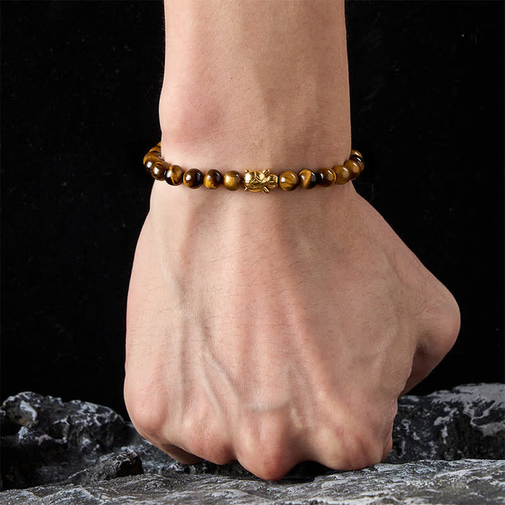Buddha Stones Pulsera de cuentas de coraje con accesorios de tortuga ojo de tigre natural - image 4