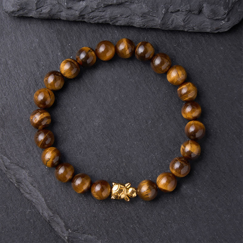 Buddha Stones Pulsera de cuentas de coraje con accesorios de tortuga ojo de tigre natural - image 10