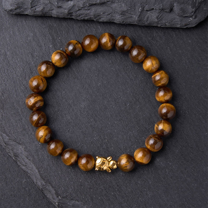 Buddha Stones Pulsera de cuentas de coraje con accesorios de tortuga ojo de tigre natural - image 10
