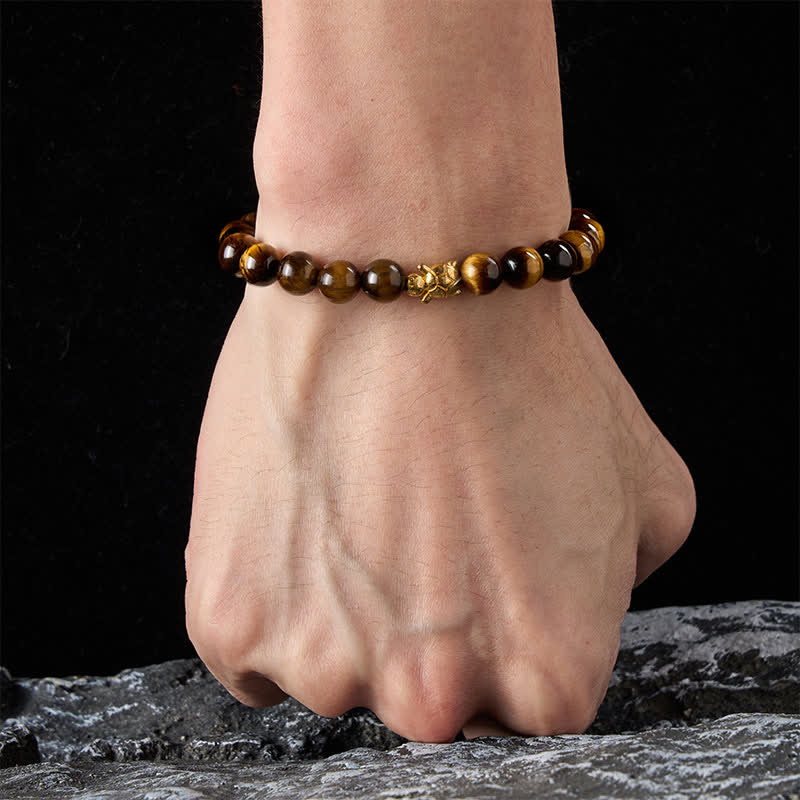 Buddha Stones Pulsera de cuentas de coraje con accesorios de tortuga ojo de tigre natural - image 13