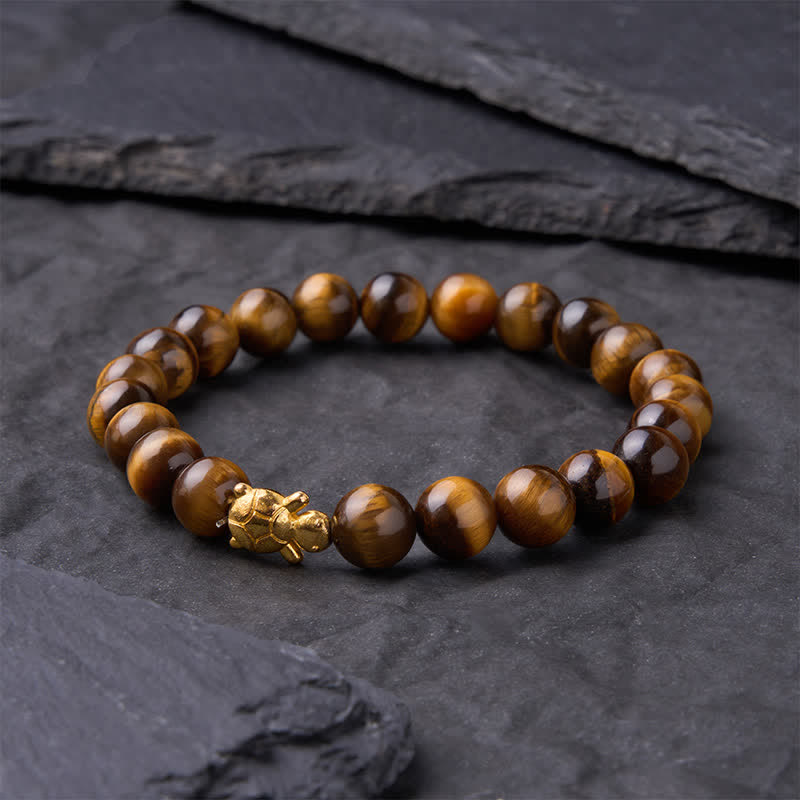 Buddha Stones Pulsera de cuentas de coraje con accesorios de tortuga ojo de tigre natural - image 11
