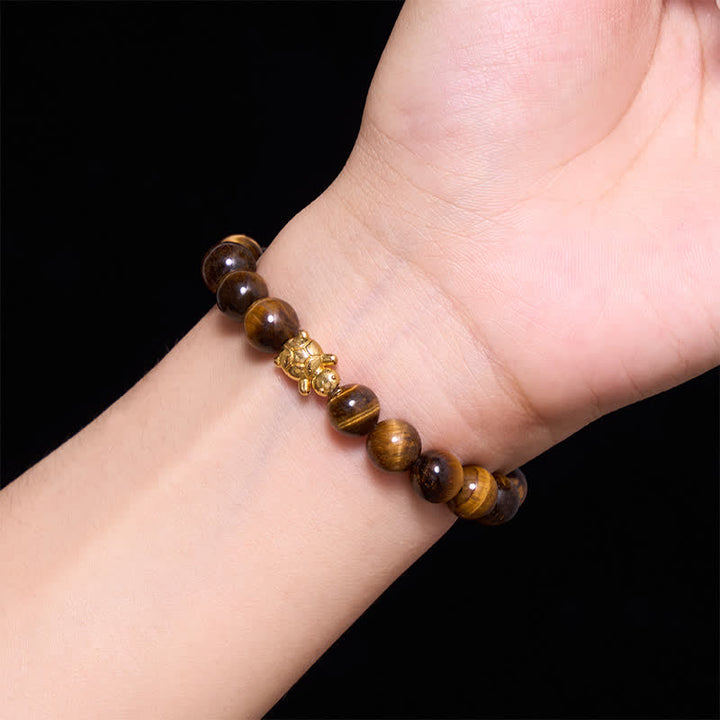 Buddha Stones Pulsera de cuentas de coraje con accesorios de tortuga ojo de tigre natural - image 14