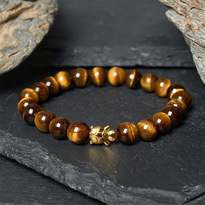 Buddha Stones Pulsera de cuentas de coraje con accesorios de tortuga ojo de tigre natural - Ojo de tigre de 8 mm (circunferencia de la muñeca: 15-16 cm) - image 9