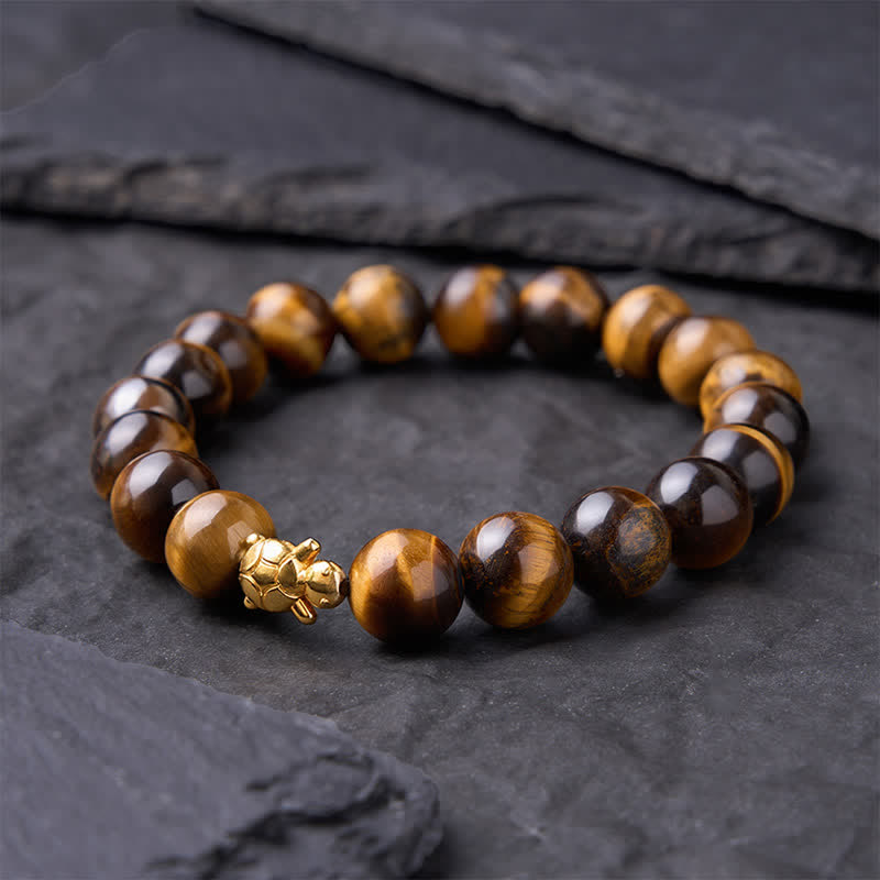 Buddha Stones Pulsera de cuentas de coraje con accesorios de tortuga ojo de tigre natural - image 17