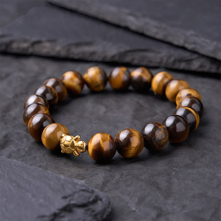 Buddha Stones Pulsera de cuentas de coraje con accesorios de tortuga ojo de tigre natural - image 17