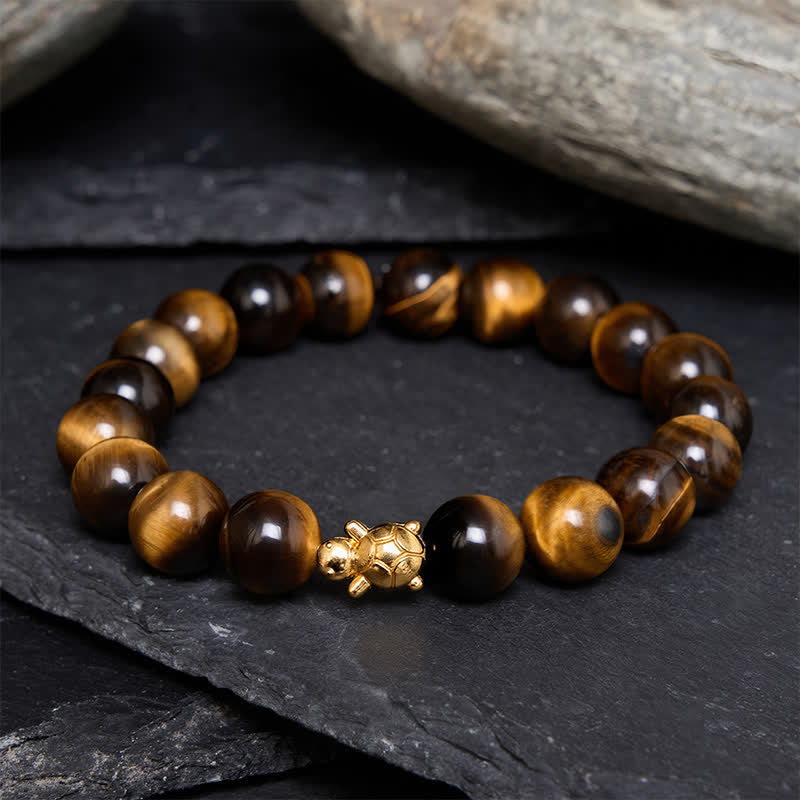 Buddha Stones Pulsera de cuentas de coraje con accesorios de tortuga ojo de tigre natural - Ojo de tigre de 10 mm (circunferencia de la muñeca: 16-17 cm) - image 15