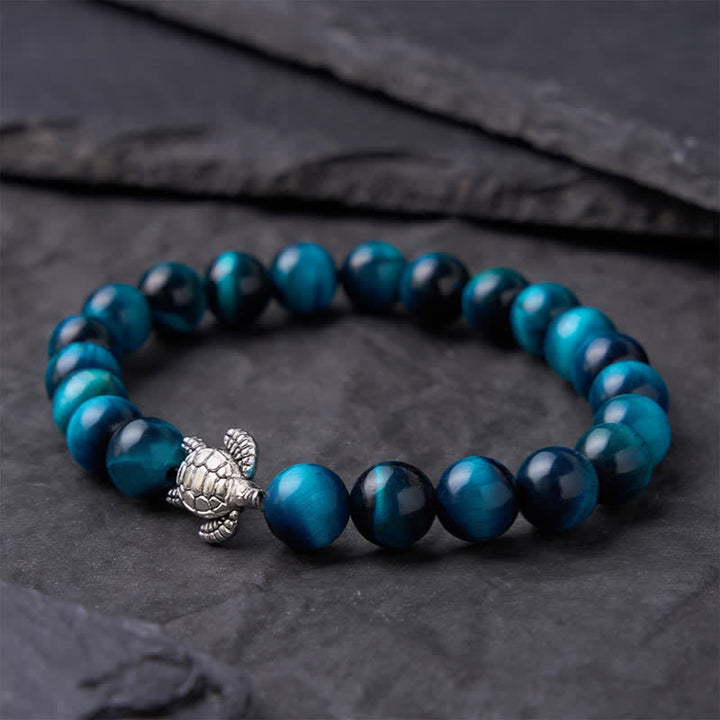 Buddha Stones Pulsera poderosa de tortuga de cobre con ojo de tigre azul - image 10