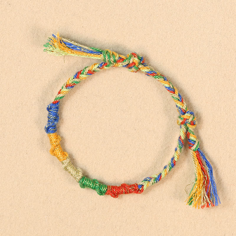 Buddha Stones Pulsera tibetana multicolor con diseño de dragón y cuerda para la buena suerte - Pulsera multicolor (circunferencia de la muñeca: 15-17 cm) - image 0