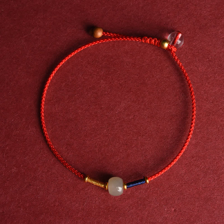 Buddha Stones Pulsera tobillera ajustable de cuentas redondas de jade con hilo rojo y diseño de armonía. - Tobillera - Roja (8,3-10,6 pulgadas/21-27 cm) - image 10