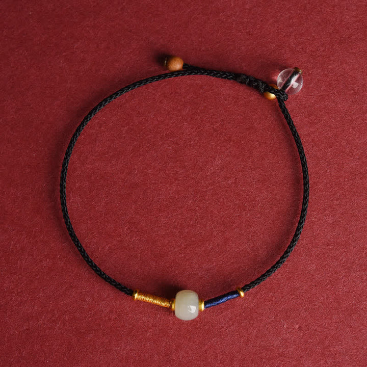 Buddha Stones Pulsera tobillera ajustable de cuentas redondas de jade con hilo rojo y diseño de armonía. - Tobillera - Negra (8,3-10,6 pulgadas/21-27 cm) - image 11