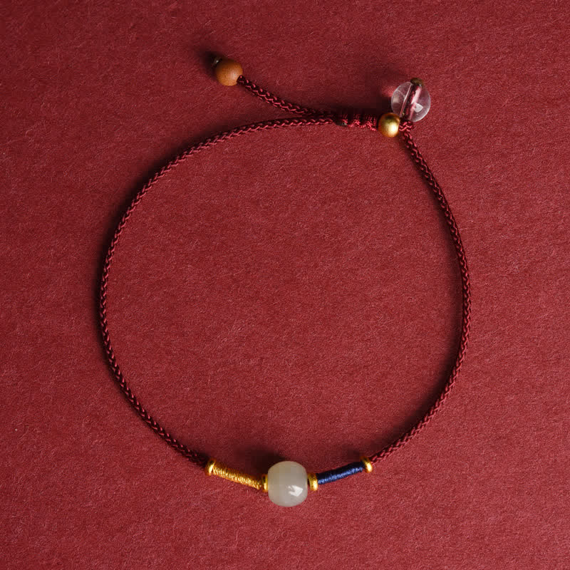 Buddha Stones Pulsera tobillera ajustable de cuentas redondas de jade con hilo rojo y diseño de armonía. - Tobillera - Rojo oscuro (8,3-10,6 pulgadas/21-27 cm) - image 9