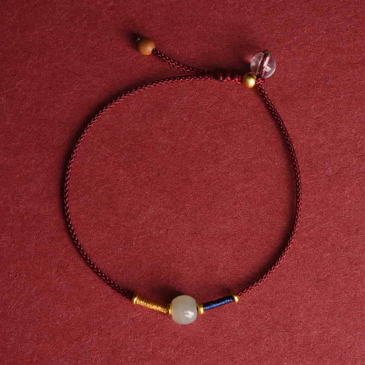 Buddha Stones Pulsera tobillera ajustable de cuentas redondas de jade con hilo rojo y diseño de armonía. - Tobillera - Rojo oscuro (8,3-10,6 pulgadas/21-27 cm) - image 9