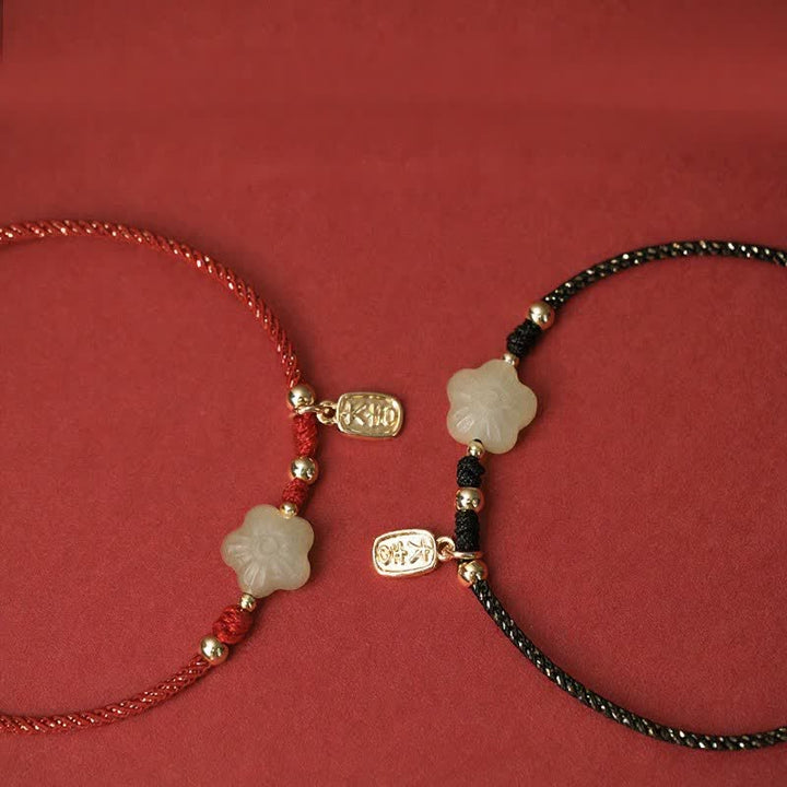 Buddha Stones Pulsera protectora ajustable con cordón floral de jade cian Lucky Hetian - image 13