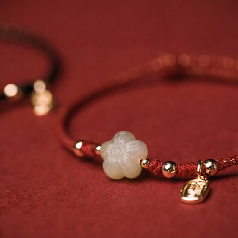Buddha Stones Pulsera protectora ajustable con cordón floral de jade cian Lucky Hetian - image 12