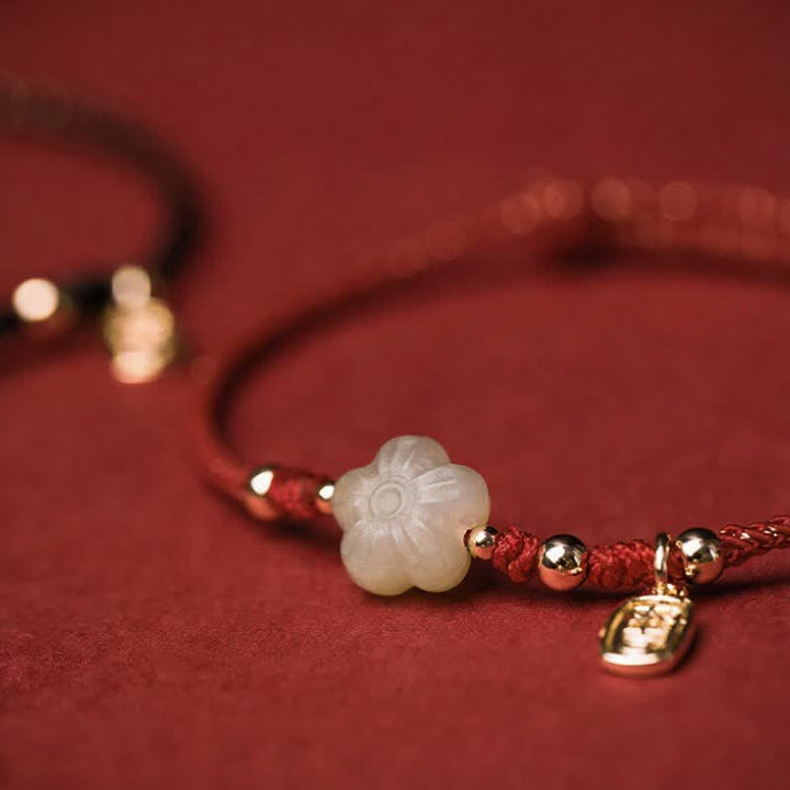 Buddha Stones Pulsera protectora ajustable con cordón floral de jade cian Lucky Hetian - image 12