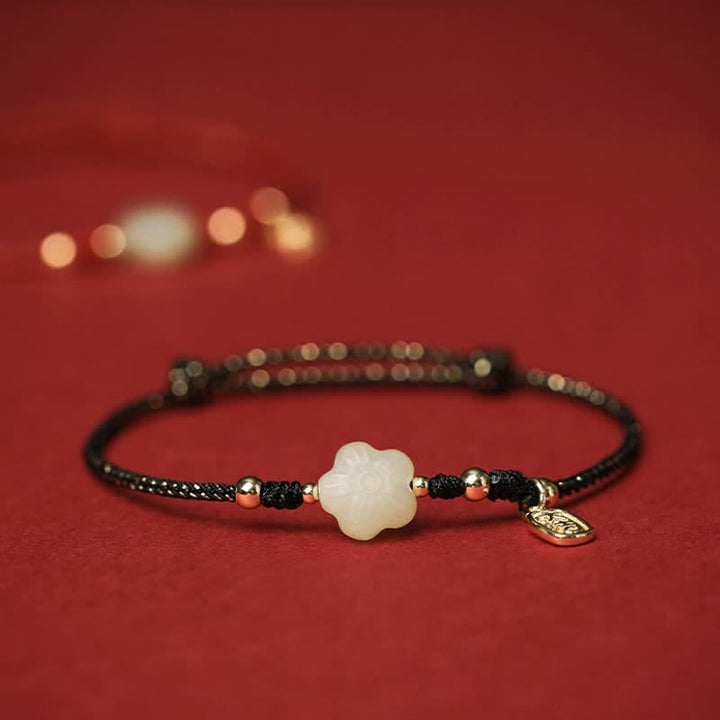 Buddha Stones Pulsera protectora ajustable con cordón floral de jade cian Lucky Hetian - image 11