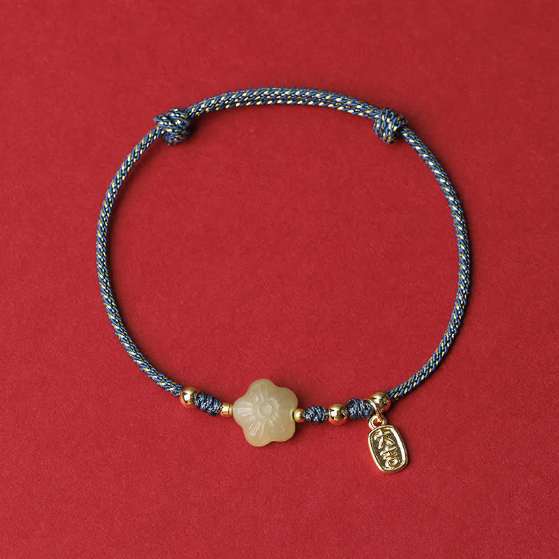 Buddha Stones Pulsera protectora ajustable con cordón floral de jade cian Lucky Hetian - Azul (Circunferencia de la muñeca: 15–19 cm) - image 3