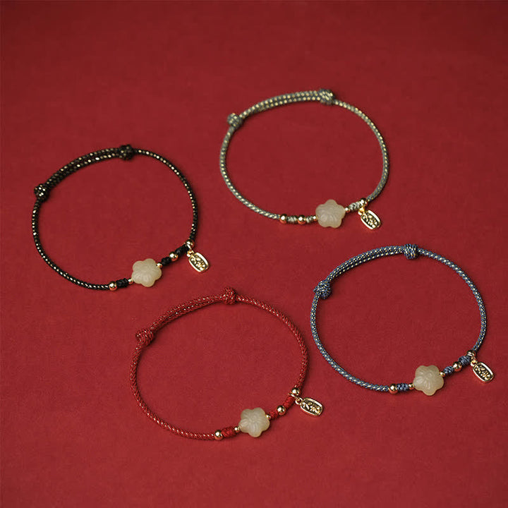 Buddha Stones Pulsera protectora ajustable con cordón floral de jade cian Lucky Hetian - image 9
