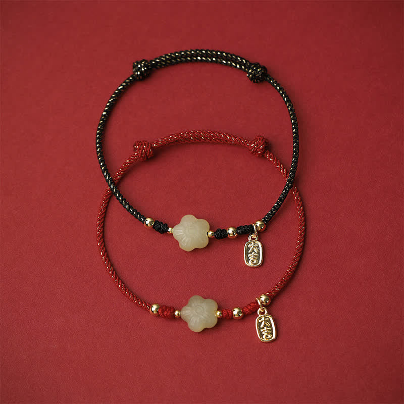 Buddha Stones Pulsera protectora ajustable con cordón floral de jade cian Lucky Hetian - image 10