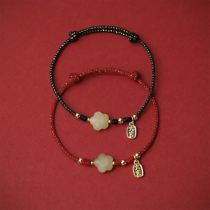 Buddha Stones Pulsera protectora ajustable con cordón floral de jade cian Lucky Hetian - image 10