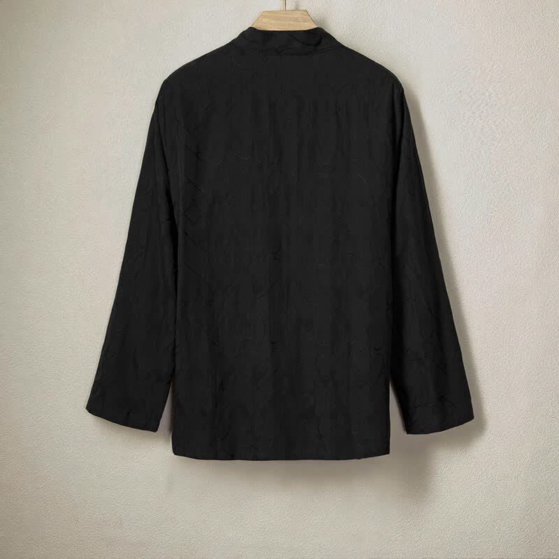 Buddha Stones Camisas de manga larga para hombre de algodón liso, estilo casual minimalista con cordón, ideales para primavera y verano. - image 1