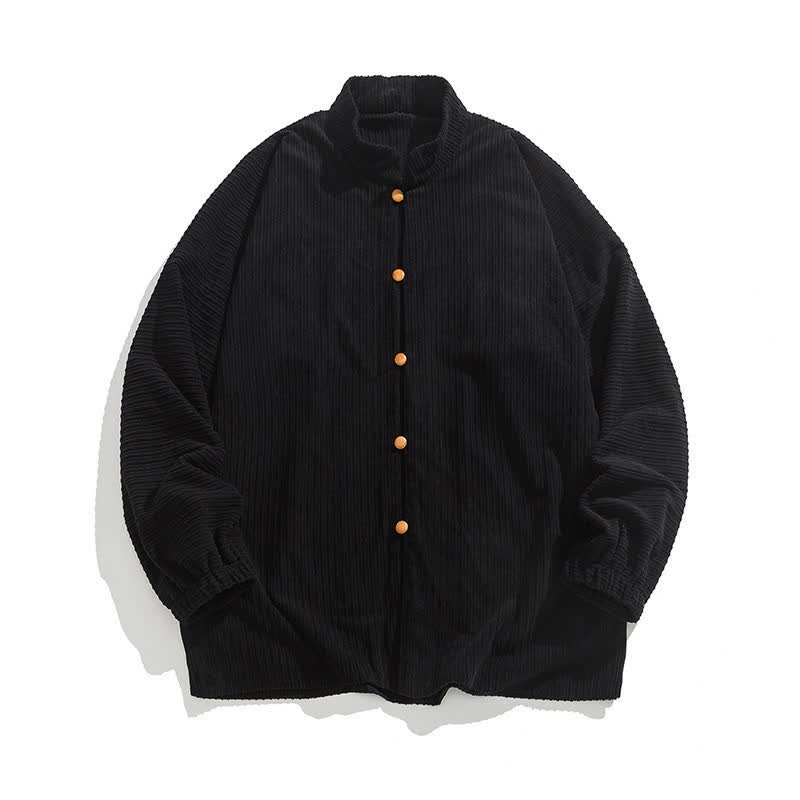 Buddha Stones Chaquetas de hombre de estilo casual Tang con cuello mandarín y botones, color liso, para otoño/invierno. - image 12